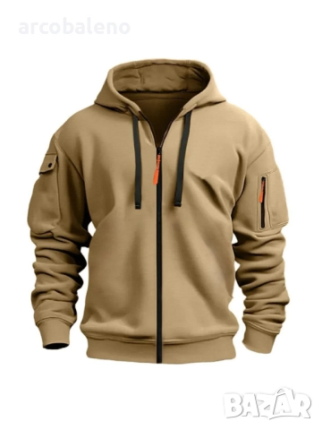 Мъжки преходен суичър с качулка и цип и с множество джобове, 10цвята , снимка 10 - Суичъри - 51743260