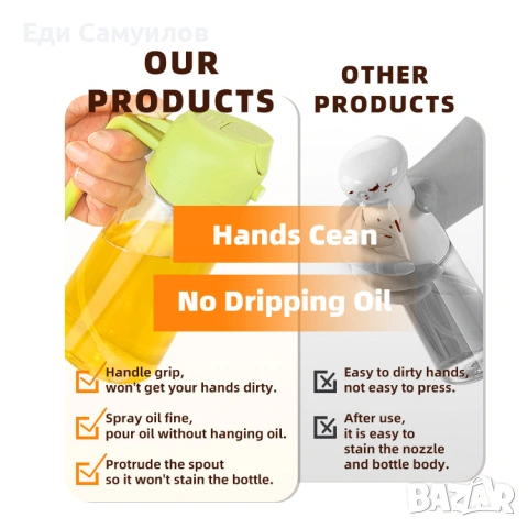 Стъклен оливерник 470 мл (16oz) – 2 в 1 употреба - спрей/оливерник, снимка 2 - Други - 53385867