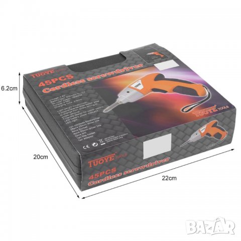 Aкумулаторна отвертка 4.8 V с LED лампа TUOYE, снимка 4 - Отвертки - 33031564