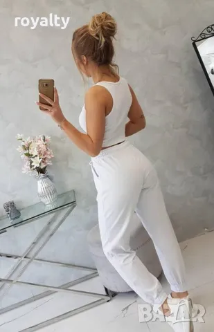 Дамски комплект панталон с бюстие в бяло , снимка 2 - Спортни екипи - 49902806