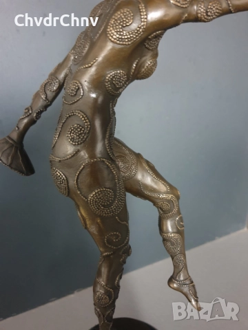 39см-5кг Chiparus статуетка/френска бронзова скулптура/Арт Деко фигура кабаретна танцьорка-балерина, снимка 8 - Статуетки - 52466326