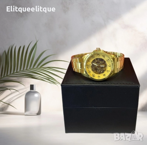 Луксозен златен автоматичен мъжки часовник LEIYI