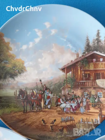 7бр Seltmann/ЗЕЛТМАН Бавария немска колекционерска декоративна порцеланова чиния-картина/пейзажи, снимка 2 - Вази - 48853195