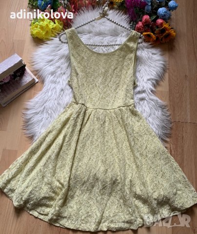 Жълта дантелена рокля Амису, снимка 1