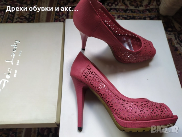 Розови сандали на висок ток 37 номер обувани веднъж 16лвв, снимка 4 - Сандали - 51827149