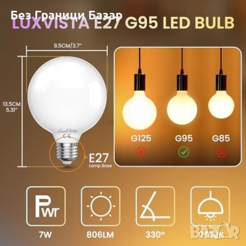 Нов комплект от 2 броя Енергоспестяващи LED Крушки - 7W, Димиращи , снимка 4 - Крушки - 43178810