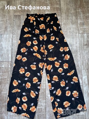 Нов широк панталон цветя флорален принт , снимка 9 - Панталони - 37790397