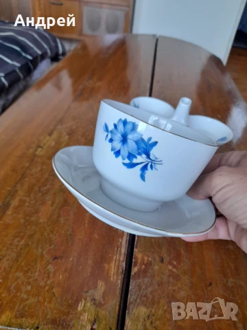 Стар порцеланов комплект купа и солница, снимка 5 - Други ценни предмети - 51206524