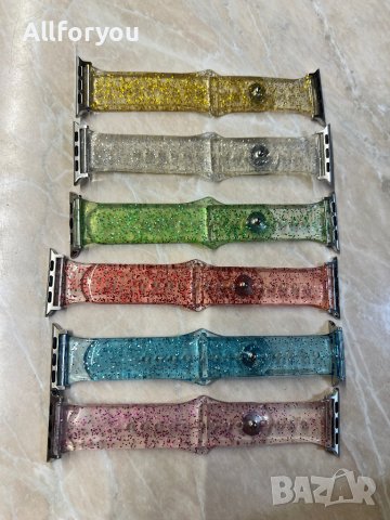 Лъскави брокат Каишки за Apple iWatch 3,4,5,6,SE, 7 Series - 38,40,41,42,44, 45,49 мм  ‼️‼️‼️, снимка 5 - Каишки за часовници - 43824366