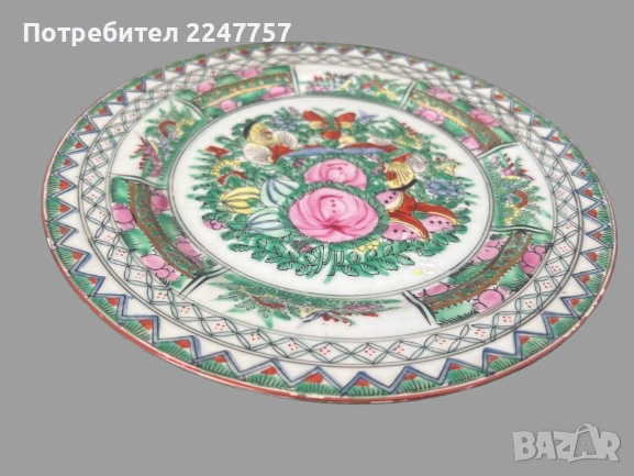 Ръчно рисувана чиния Rose Canton, снимка 4 - Антикварни и старинни предмети - 53042391