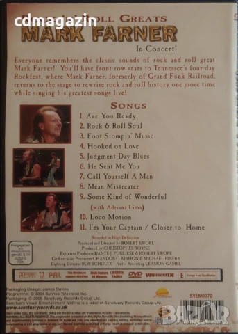 DVD Mark Farner /от Grand Funk Railroad/ – In Concert, снимка 2 - DVD дискове - 53224788