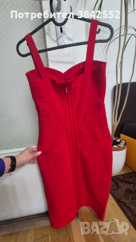 Червена Бандажна Рокля, снимка 5 - Рокли - 53229777