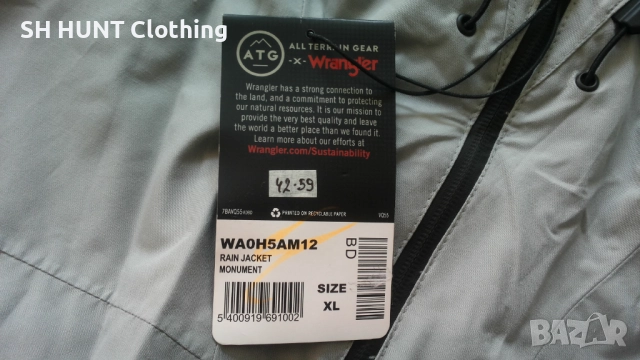 Wrangler RAIN Jacket MONUMENT Размер XL тънко яке водонепромокаемо 42-59, снимка 9 - Якета - 52794923