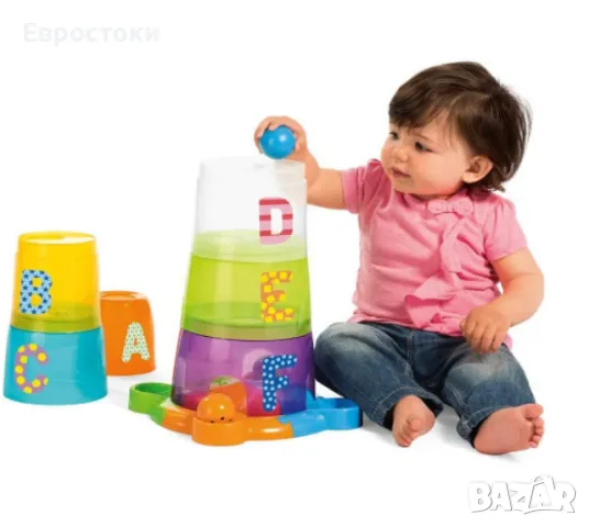 Образователна играчка кула Chicco Stack and Fun, детска играчка 3-в-1 кула с чаши и топки, снимка 2 - Образователни игри - 47500894