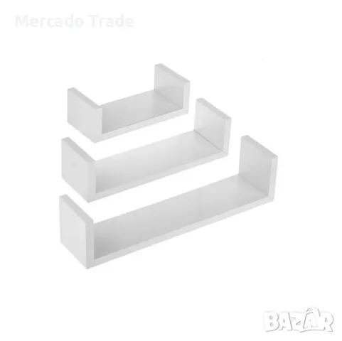 Комплект декоративни рафтове Mercado Trade, За стена, 3бр., Бели