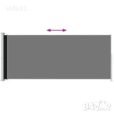 vidaXL Прибираща се дворна странична тента, 180x500 см, черна(SKU:313405), снимка 3 - Градински мебели, декорация  - 49059357