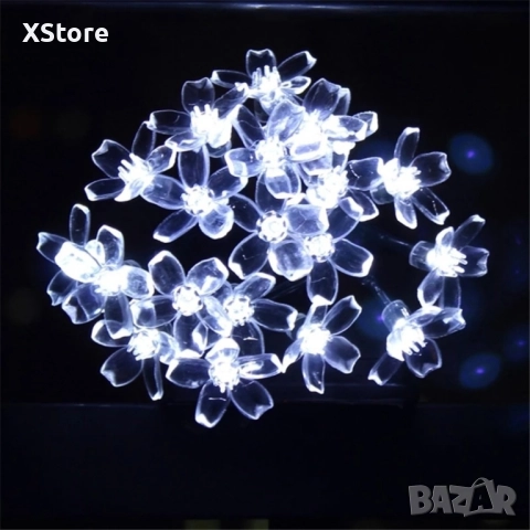 Многоцветни коледни LED лампички с цветя с щепсел - Многоцветни, дължина - 5м, 28бр лампички., снимка 5 - Декорация за дома - 52441875