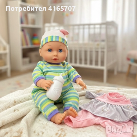 Бебе кукла Baby Doll с 10 звука и аксесоари - идеалният подарък, снимка 4 - Кукли - 52878302