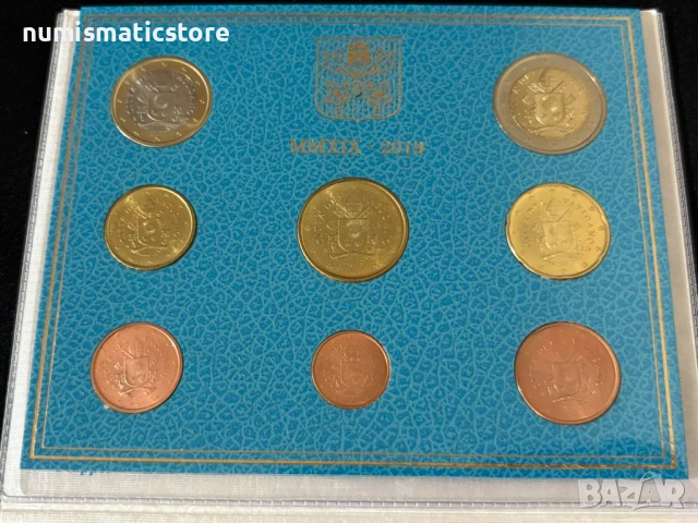 Ватикана 2019 г. - комплектен сет от 1 цент до 2 евро BU, снимка 3 - Нумизматика и бонистика - 50729702