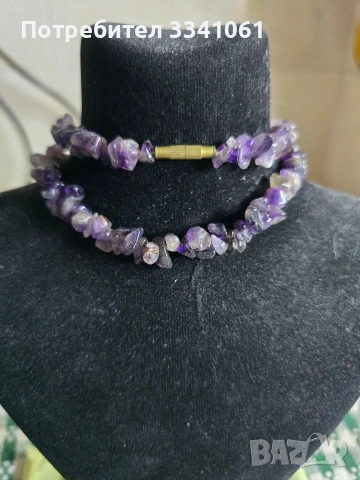 Старо колие от естествен камък Аметист, снимка 2 - Колекции - 53389036
