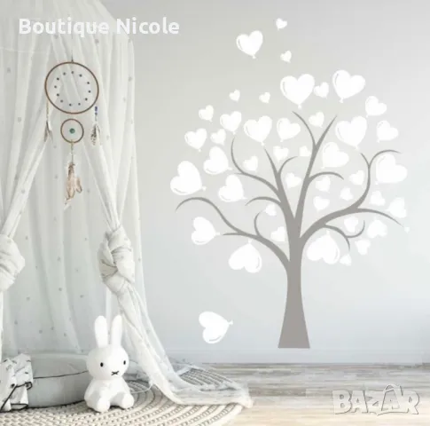 Стикер за детска стая “Дърво с балонени сърца" , снимка 2 - Декорация за дома - 48875770