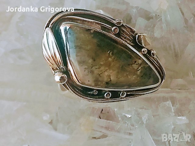 Сребърен пръстен с мъхов ахат в Пръстени в гр. Пазарджик - ID39160135 —  Bazar.bg