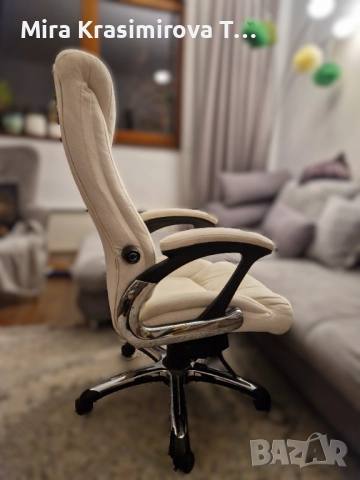 Президентски офис стол Carmen - бял / крем, снимка 3 - Столове - 52617036