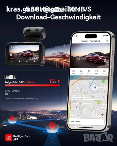 REDTIGER VC70 Dashcam, двуканална камера 4K предно и 2.5K задно видео, снимка 4 - Аксесоари и консумативи - 52181506