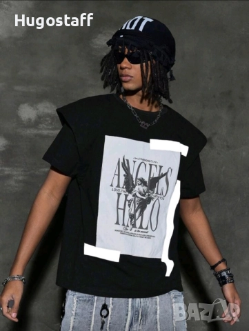 Нова двоен ръкав лепенки тениска блуза фланелка т шърт ангел Хл , снимка 4 - Тениски - 51767050