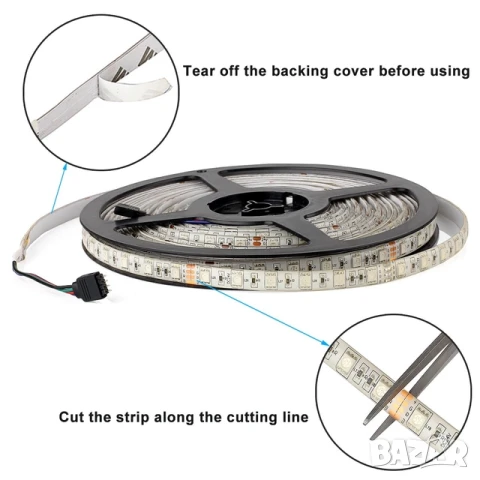 10M RGB LED лента 5050 SMD IP65 Bluetooth, снимка 5 - Лед осветление - 50934710