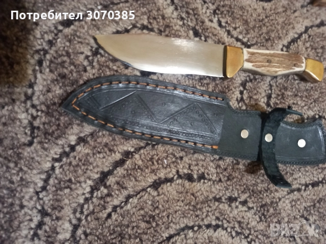 Ловен нож с дръжка от еленов рог, снимка 3 - Ножове - 52393205