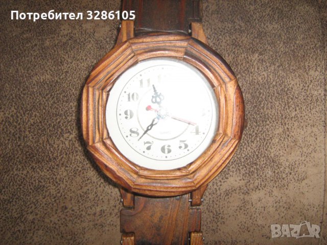 дървен часовник за стена, снимка 2 - Други ценни предмети - 36685416