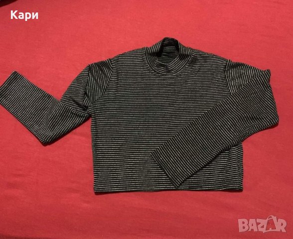 Къса лъскава блуза, снимка 2 - Блузи с дълъг ръкав и пуловери - 43343398
