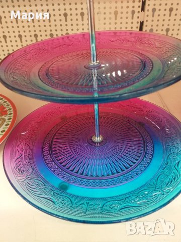 Изящно стъклено плато на 3 етажа, снимка 2 - Декорация за дома - 27527812