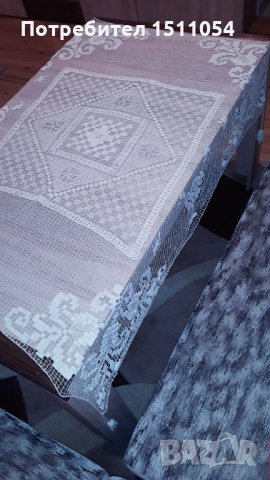 Плетена покривка 133смХ120см и конци  ретор брилянте , снимка 2 - Покривки за маси - 32714135
