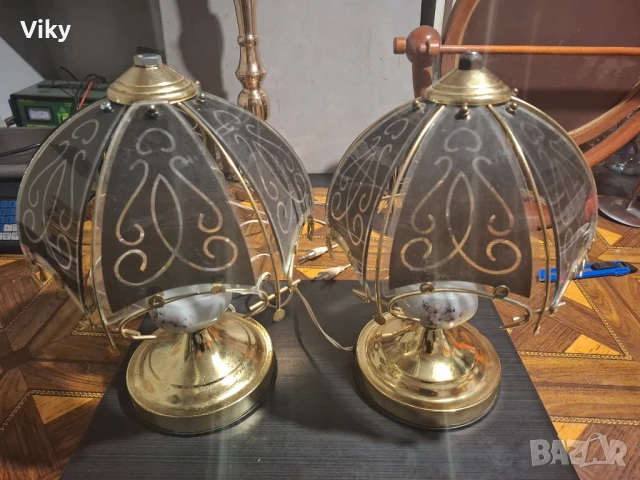 Порцеланови руски съветски нощни лампи вълшебни три позиционни витраж, снимка 3 - Настолни лампи - 51091322