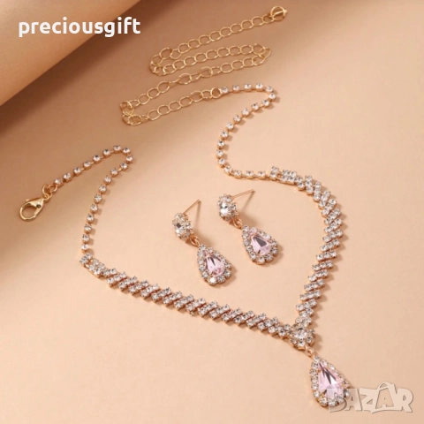 Комплект бижута от две части - колие и обеци, снимка 2 - Бижутерийни комплекти - 52053846