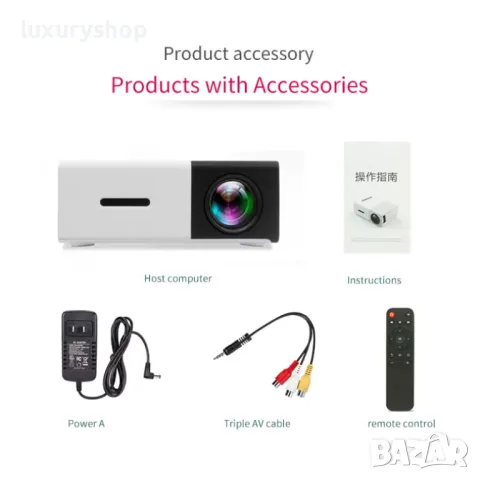 Salange YG300 Мини LED проектор Yg300 подобрена версия 1000 лумена 320x240P HDMI-съвместим USB аудио