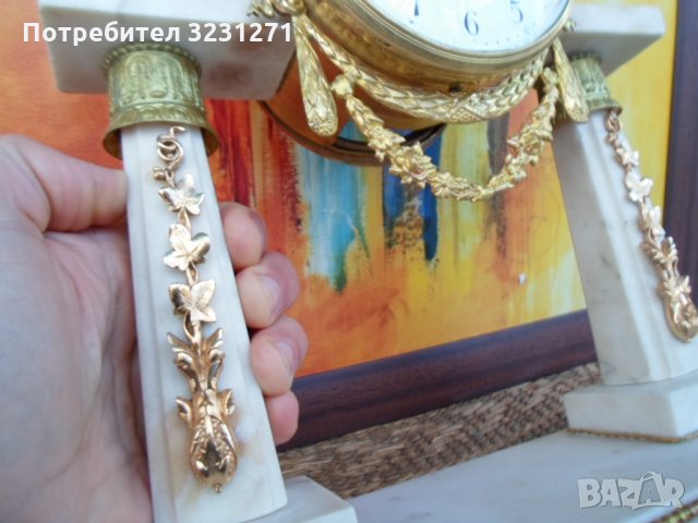 Рядък Каминен Часовник Франция/АМПИР/Бронз/Мрамор/Ок.1820год.К/, снимка 13 - Антикварни и старинни предмети - 35601318
