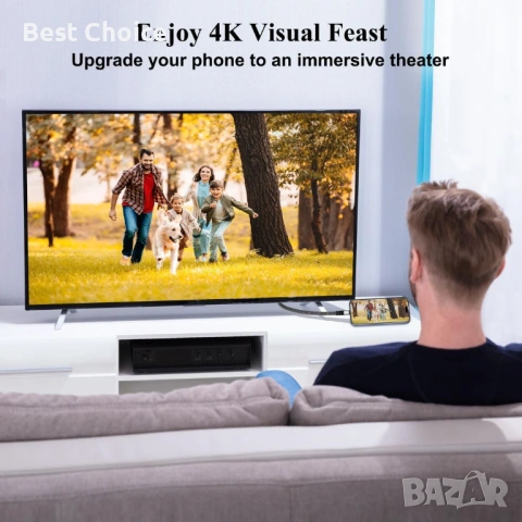 USB-C към HDMI кабел 5м 4K UHD с 90° и 270° ъглови адаптери, снимка 5 - Кабели и адаптери - 53055417