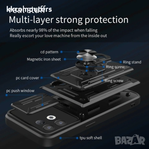 OPPO Reno8 Pro 5G Удароустойчив Ring Holder Калъф и Протектор, снимка 4 - Калъфи, кейсове - 53074281