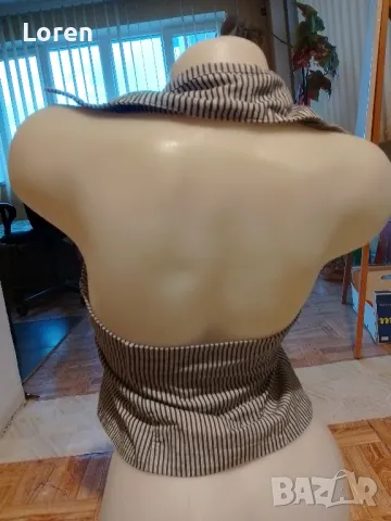 Секси потниче с гол гръб на раета черно и бяло, снимка 5 - Потници - 49531510