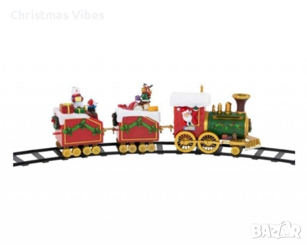 Светещо и музикално коледно влакче с релси, снимка 6 - Музикални играчки - 52092541