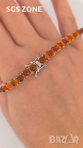 ръчно изработена сребърна гривна с кехлибар, снимка 9 - Гривни - 52586590