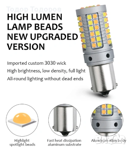 LED DRL дневни + мигач 1156 BAU15S PY21w, снимка 5 - Аксесоари и консумативи - 53397695