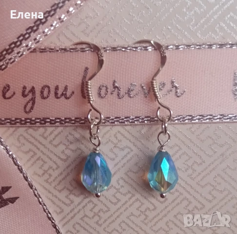 Сребърни обици с кристали 