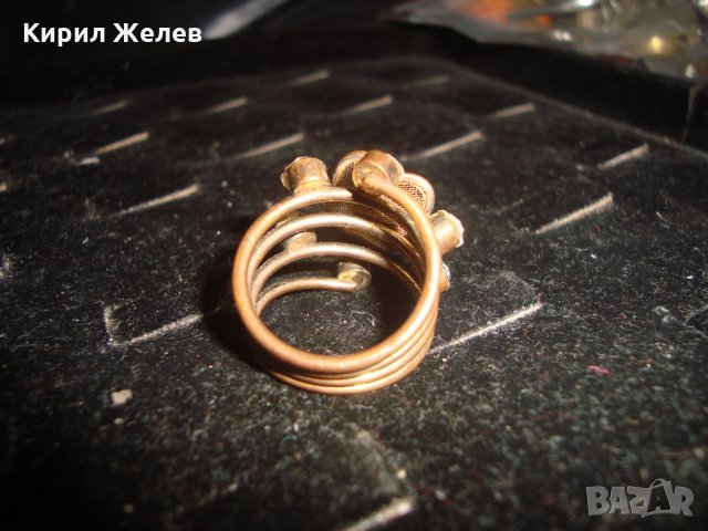 МЕДЕН ФЛОРАЛЕН РЕТРО АРТ КРИСТАЛЕН ПРЪСТЕН с ЦИРКОНИ 10514, снимка 3 - Пръстени - 32318506