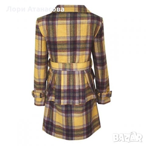 Шикозна семпла визия с вълнено дамско елегантно ;дкйф  Lee Cooper Check Wool Coat Ladies, снимка 2 - Сака - 28237061