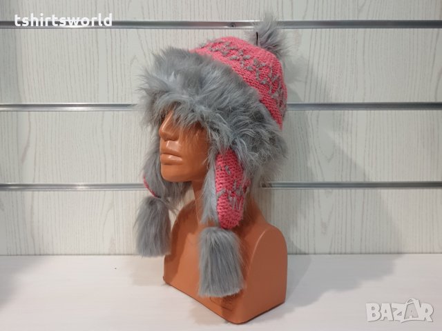 Нова зимна пухкава шапка с помпон тип ушанка, снимка 6 - Шапки - 35463091