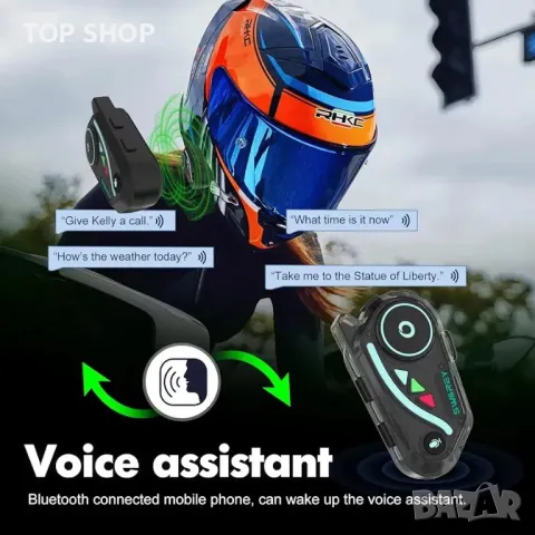 V8 5.2 Bluetooth интерком за мотоциклет с FM и споделяне на музика Слушалки за каска, снимка 6 - Слушалки и портативни колонки - 48782042